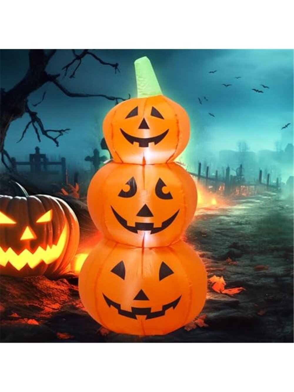 TRMESIA 3.5FT Halloween Inflatables Blow up 3 Pumpkins Outside Decoration